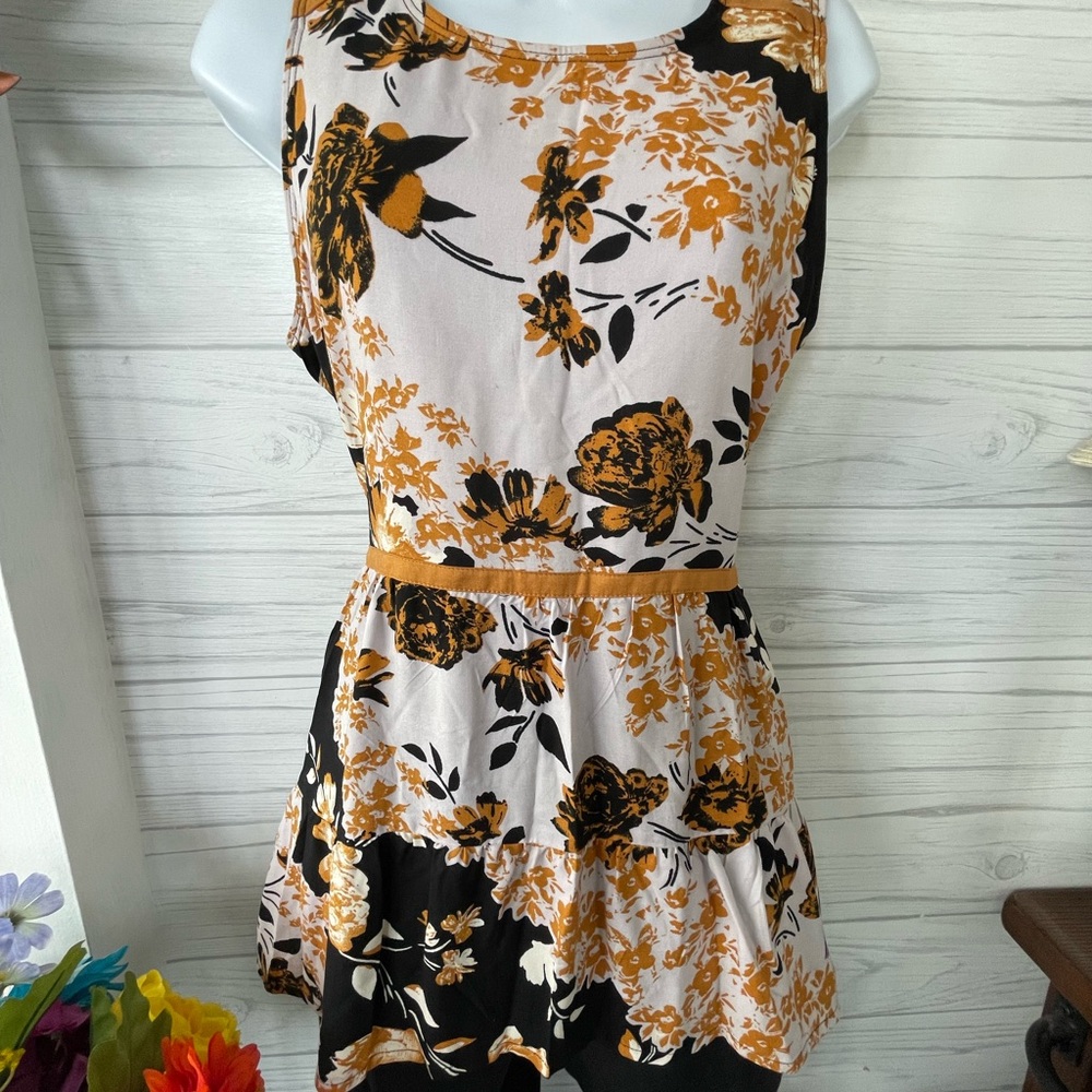 Maurice’s Yellow, Black & White Beautiful Floral, High-Low Dress. - Picture 1 of 5